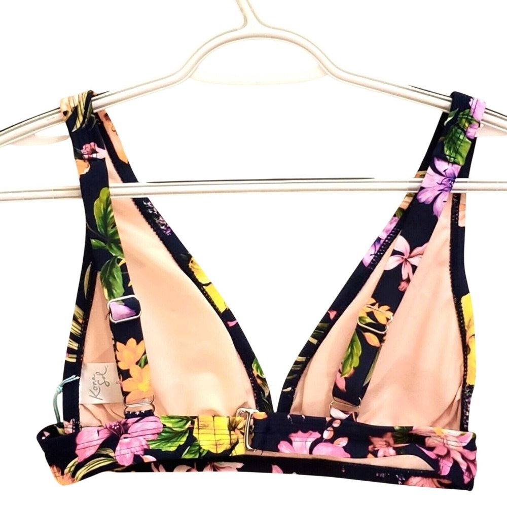 Kona Sol Floral Bikini Top Padded Swimsuit Top Tropical Print New - Picture 6 of 6
